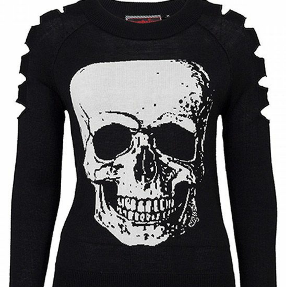 Jawbreaker Slashed Distressed Skull Sweater - Picture 3 of 5